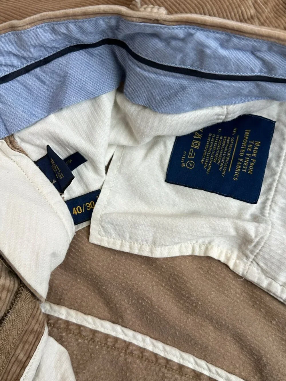 Polo Ralph Lauren Classic Fit Corduroy Pants 40x30 Tan Beige